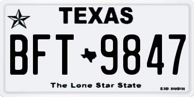 TX license plate BFT9847