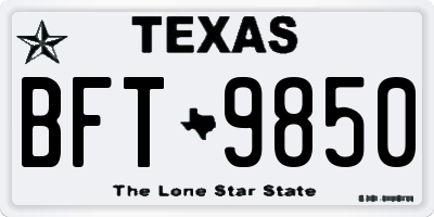 TX license plate BFT9850