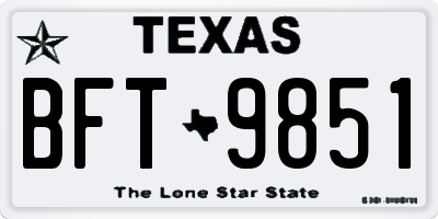 TX license plate BFT9851