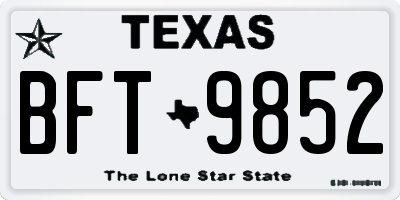 TX license plate BFT9852