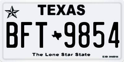TX license plate BFT9854