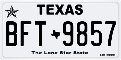 TX license plate BFT9857