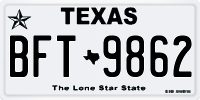 TX license plate BFT9862