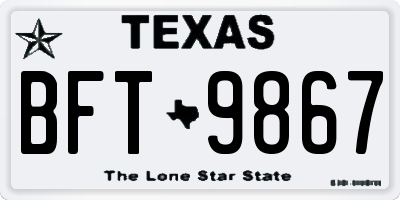 TX license plate BFT9867