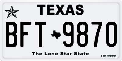 TX license plate BFT9870