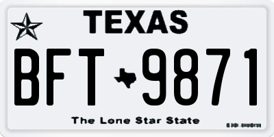 TX license plate BFT9871
