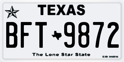 TX license plate BFT9872