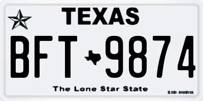 TX license plate BFT9874