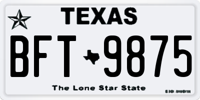 TX license plate BFT9875