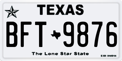 TX license plate BFT9876