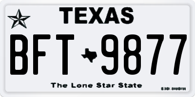TX license plate BFT9877