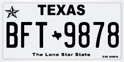 TX license plate BFT9878