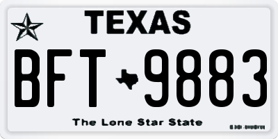 TX license plate BFT9883