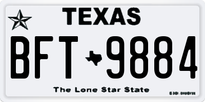 TX license plate BFT9884