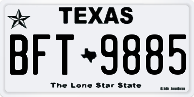 TX license plate BFT9885