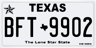 TX license plate BFT9902