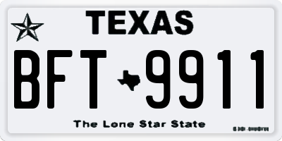 TX license plate BFT9911