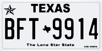 TX license plate BFT9914