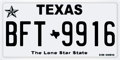 TX license plate BFT9916