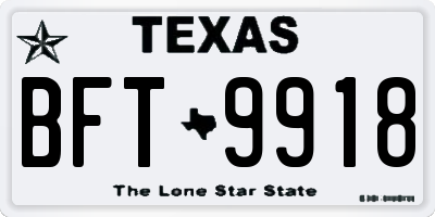 TX license plate BFT9918