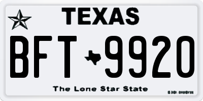 TX license plate BFT9920