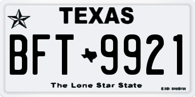 TX license plate BFT9921