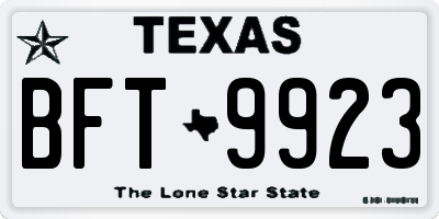 TX license plate BFT9923