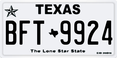TX license plate BFT9924
