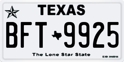 TX license plate BFT9925