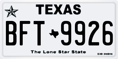TX license plate BFT9926