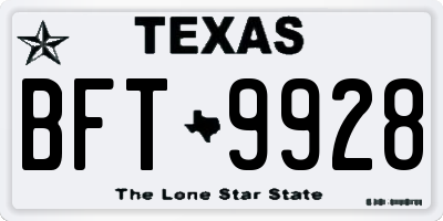 TX license plate BFT9928