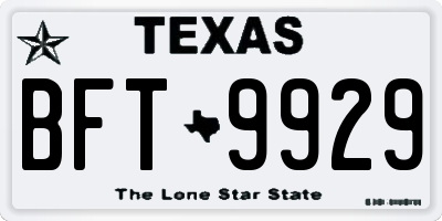 TX license plate BFT9929