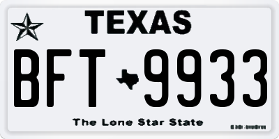 TX license plate BFT9933