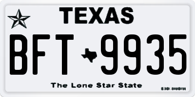 TX license plate BFT9935