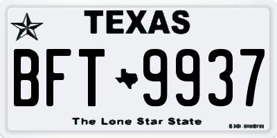 TX license plate BFT9937