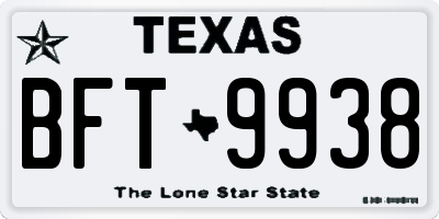 TX license plate BFT9938