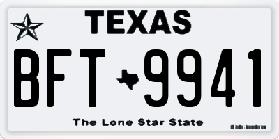 TX license plate BFT9941