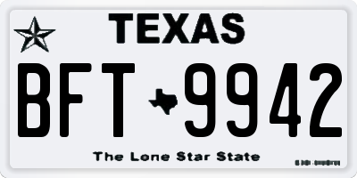 TX license plate BFT9942