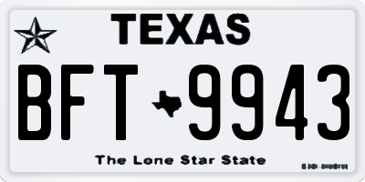 TX license plate BFT9943