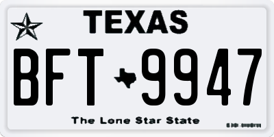 TX license plate BFT9947