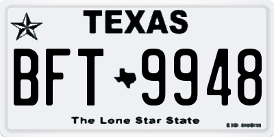 TX license plate BFT9948
