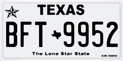 TX license plate BFT9952