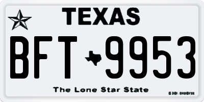 TX license plate BFT9953