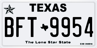 TX license plate BFT9954