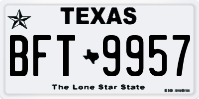 TX license plate BFT9957