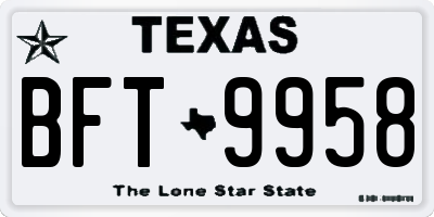 TX license plate BFT9958