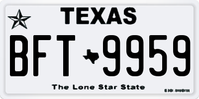 TX license plate BFT9959