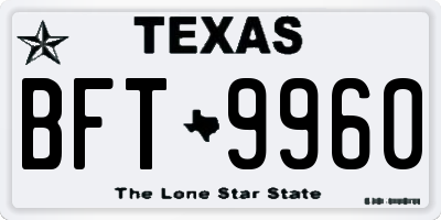 TX license plate BFT9960