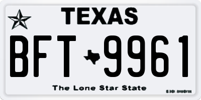 TX license plate BFT9961