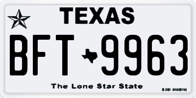 TX license plate BFT9963